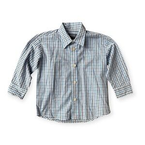 Kenneth Cole Reaction Toddler Kids Blue Plaid Button Down Shirt Size 2T